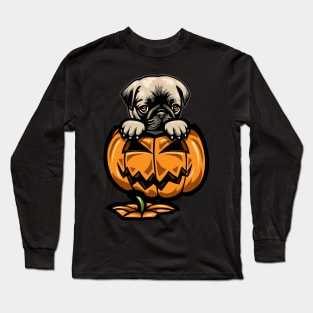 Cute Pug Pumpkin Long Sleeve T-Shirt